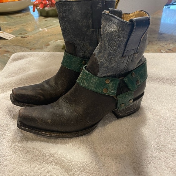 Old Gringo Yipee Ki Yay Leather Square Toe Harness Biker Cowgirl Boots - 6B - Picture 4 of 9